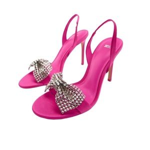 Zara Pink Rhinestone Bow Heels